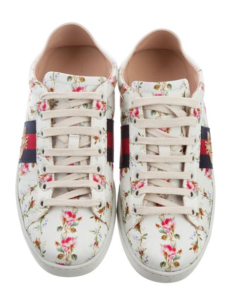 white gucci shoes with flowers|Gucci flower sneakers.